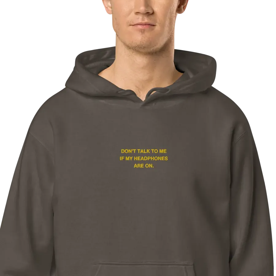 HEADPHONES ON (gold) embroidered pigment hoodie product image (2)