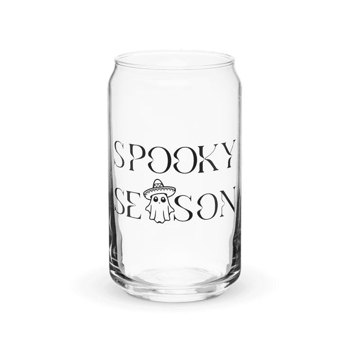 Spooky Season Sombrero Ghost Monochrome 16oz Can-Shaped Drinking Glass product image (1)