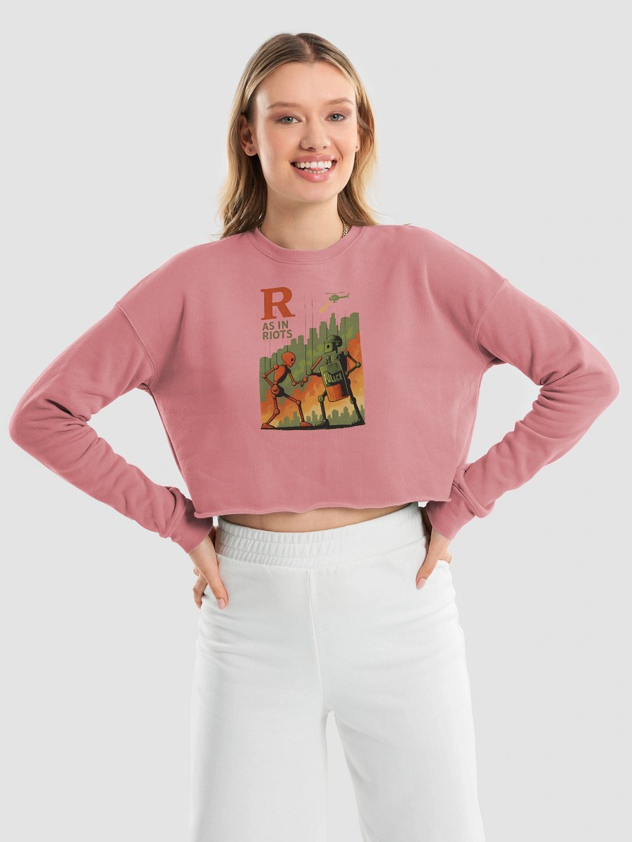 R as in riots women`s fleece crop sweatshirt by dark alphabet product image (33)