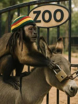 BREAKING JAHDONKEY OUT OF THE ZOO (GONE WRONG)🫏#zoo #rasta #monkey #funny #ai 