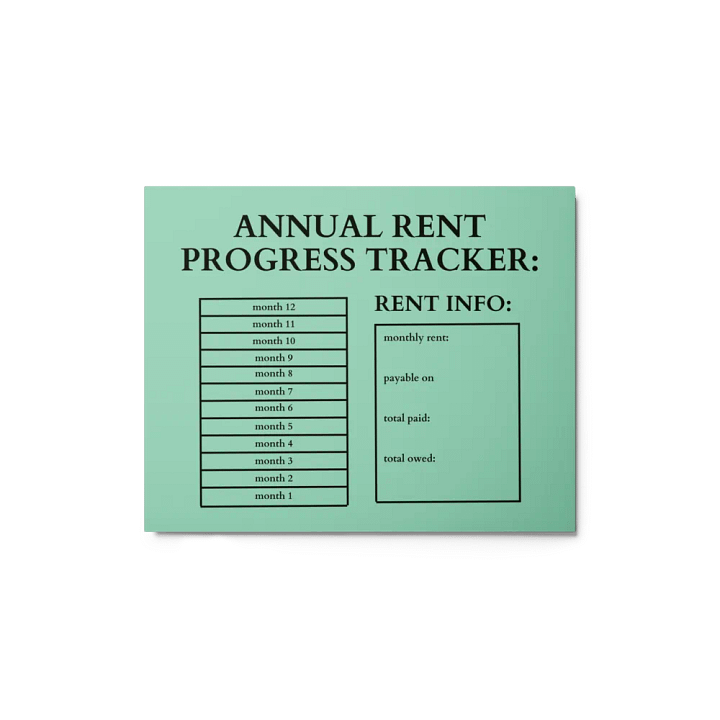 HIGHFALUTIN ANNUAL RENT TRACKER (black design 8) product image (1)