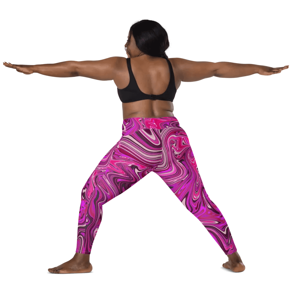 Leggings with Pockets - Pink and Purple Digital Fluid Art product image (10)