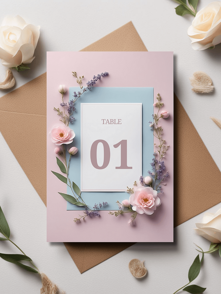 Floral Table Number Card - Dizynai (DTN-09) product image (1)