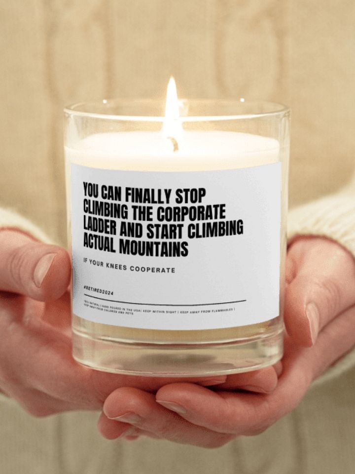 Funny retirement gift for colleague rock climber, hiker soy wax vegan candle product image (1)