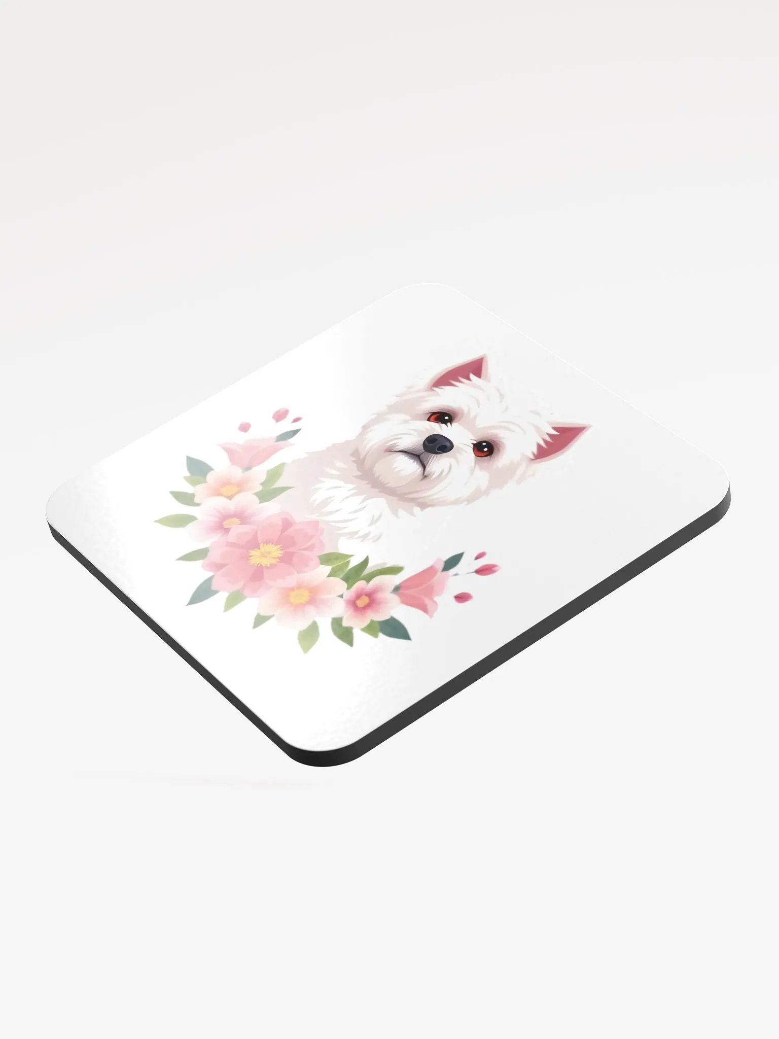 Floral Bichon Frise Cork Coaster product image (3)