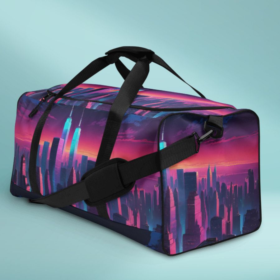 Vaporwave New York City All Over Print Duffel Bag product image (4)