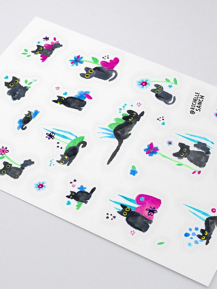 Derpy Floral Cat Sticker Sheet product image (2)