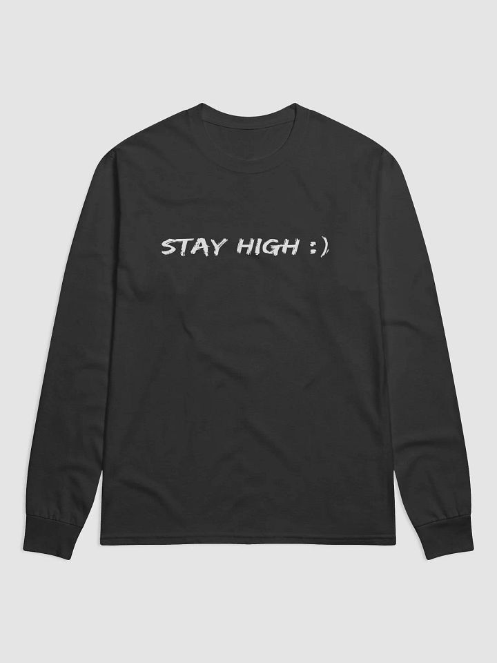 Black Champion Long Sleeve Stay High Shirt (White Text) product image (1)
