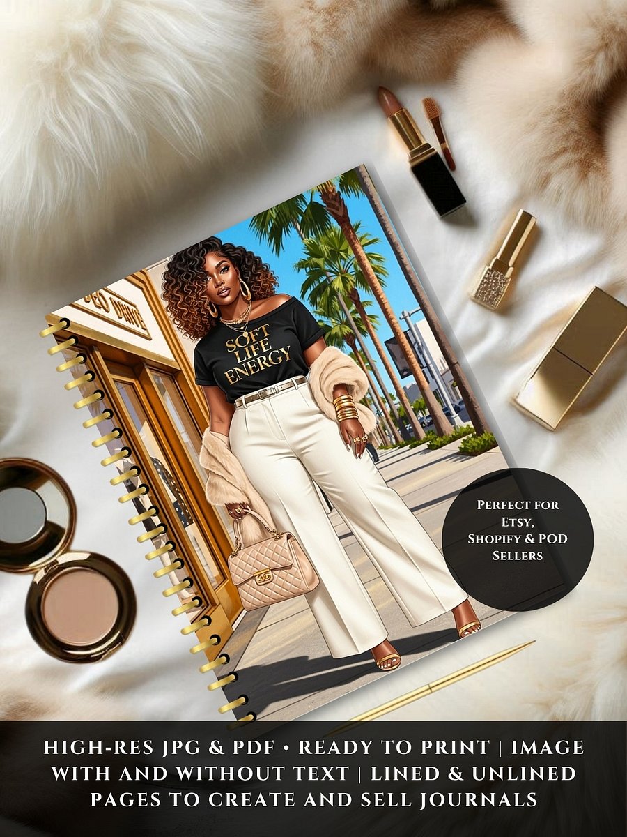 Soft Life Energy Rodeo Drive Luxe Journal Covers (Text + No Text) – 8.5x11 JPG & PDF – Lined & Unlined – Commercial Use product image (4)