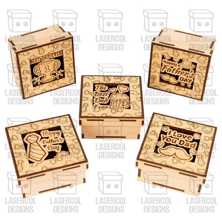 Father's Day Gift Boxes Set 1 (3 Sizes, 5 Styles) - Laser Cut Files product image (9)