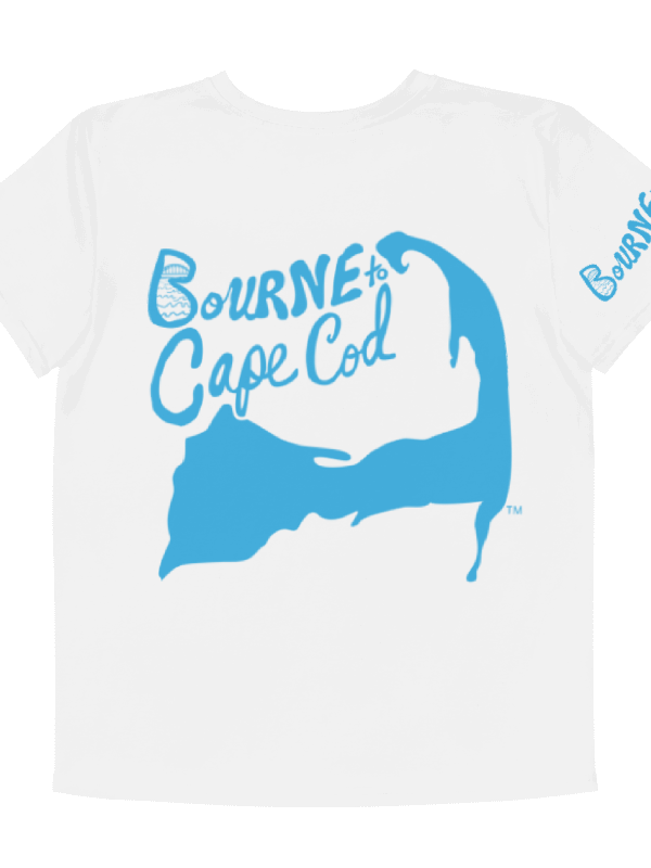 🦈 YOUTH | Boys’ | BOURNE to Cape Cod™ | Logo Tee – All-Over Print | BRN.2C.C.™ | Coastal Explorer Edition 🧭| Blue Logo on White product image (6)