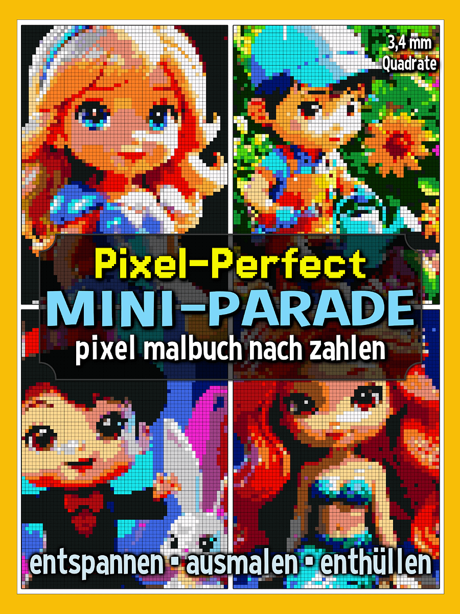 Pixel-Perfect Mini-Parade Pixel Malbuch nach Zahlen - Druckbares PDF product image (1)