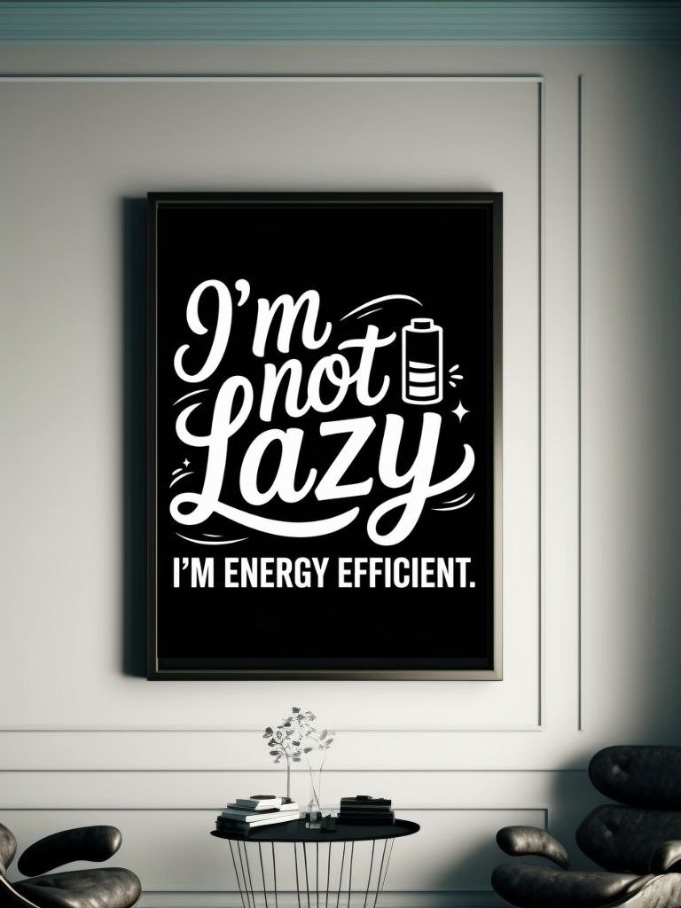 I'm not Lazy I'm Energy Efficient Matte Unframed Wall Art Paper Canvas product image (18)