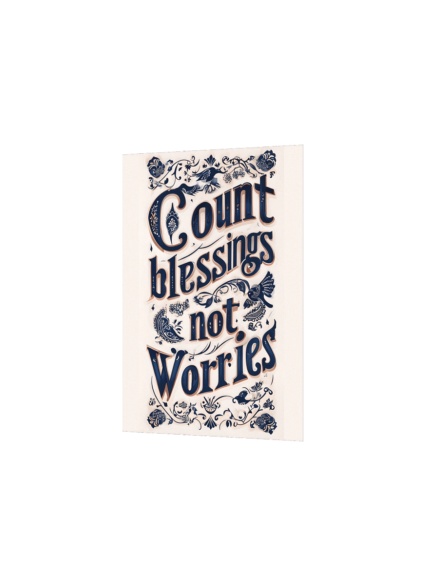 Count Blessings, Not Worries – Decorative Typography Beige Background Poster product image (2)