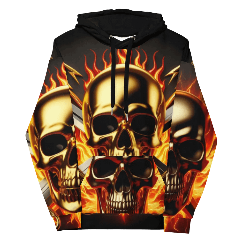 Golden Skull & Crossed Swords - Unisex Skull Hoodie #46 product image (12)