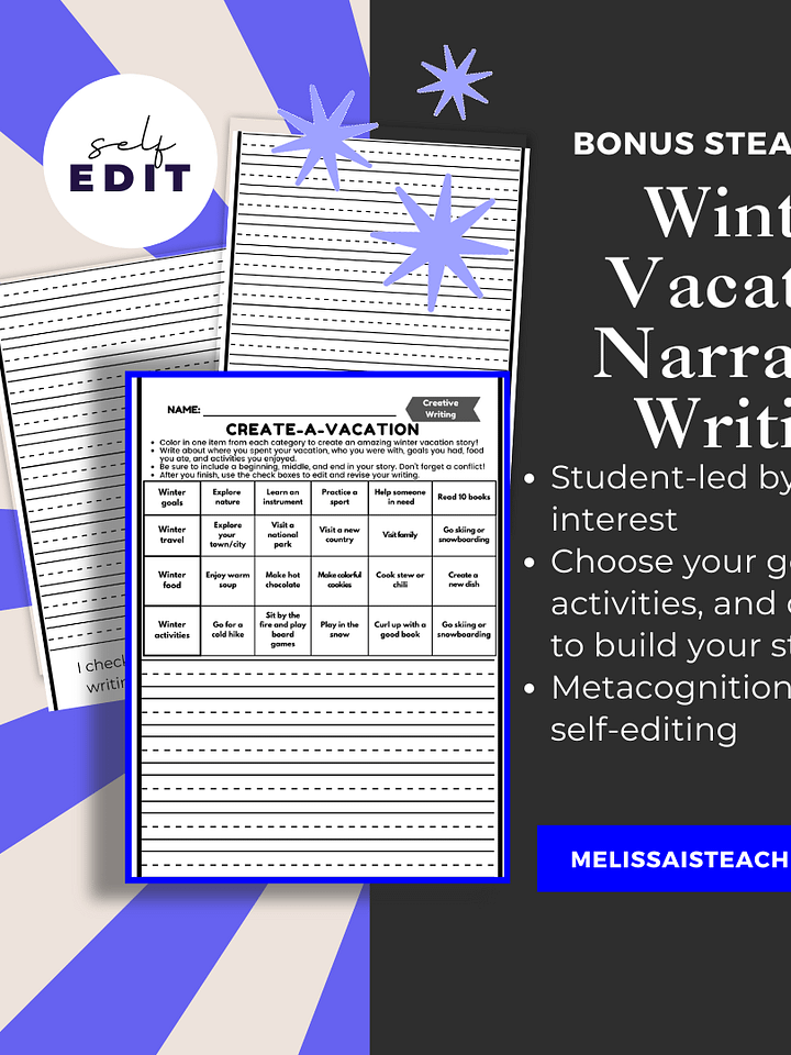 Winter Writing Editing Sub Plan 2nd 3rd 4th 5th Grade Snow Day, Olympics, Christmas, Gingerbread, and Vacation! product image (2)