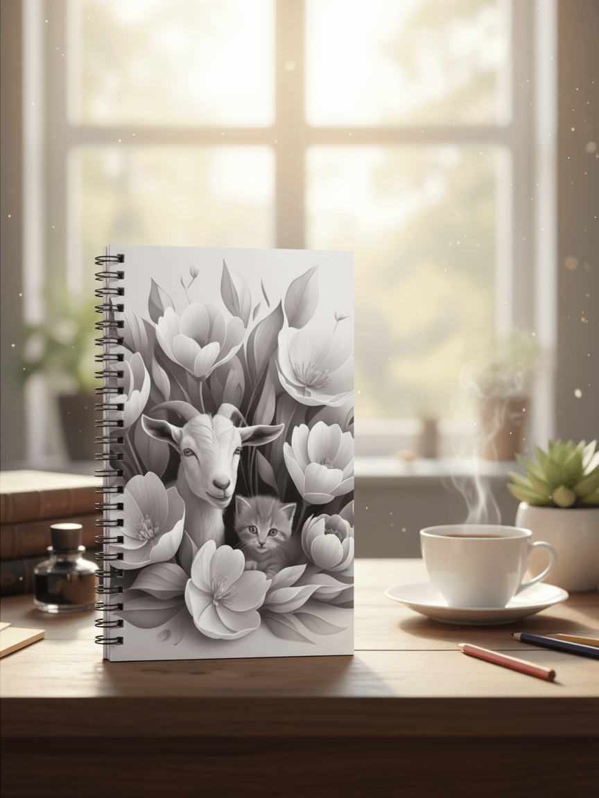 Monochrome Garden Spiral Notebook product image (1)