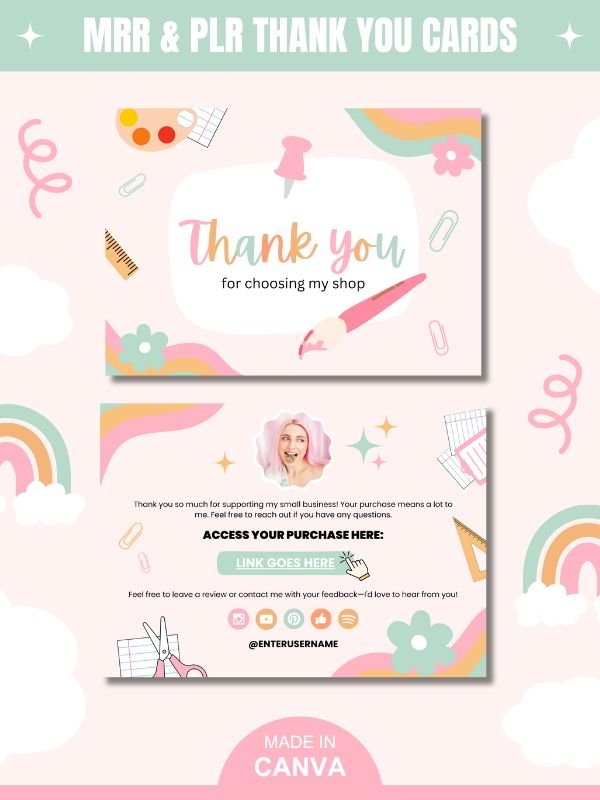 Whimsical MRR/PLR Thank You Cards product image (1)