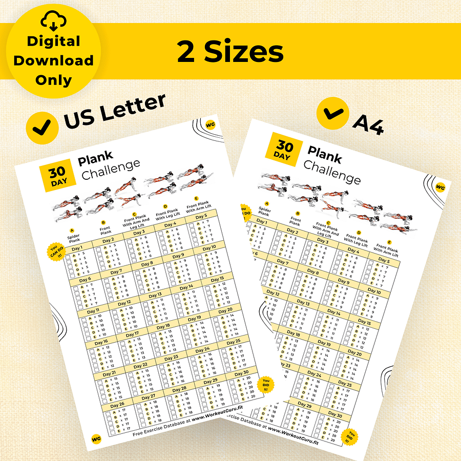 30 Day Plank Challenge - Printable Workout Tracker product image (6)