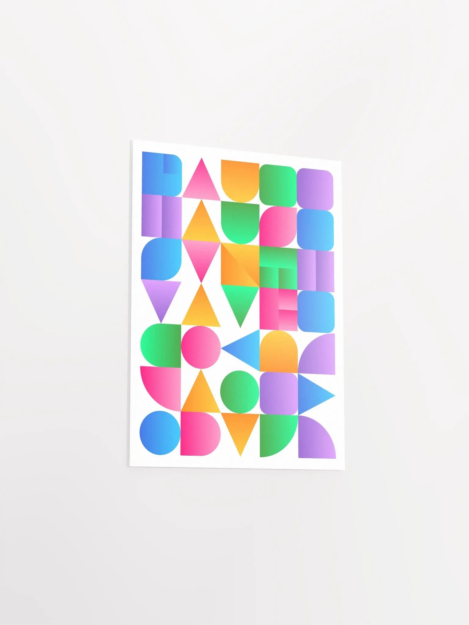 Synthwave Bauhaus Rainbow poster #2 (pink-blue-yellow) — abstract poster, retrowave print, vaporwave geometric art, 1980s print, 1930s decor product image (8)