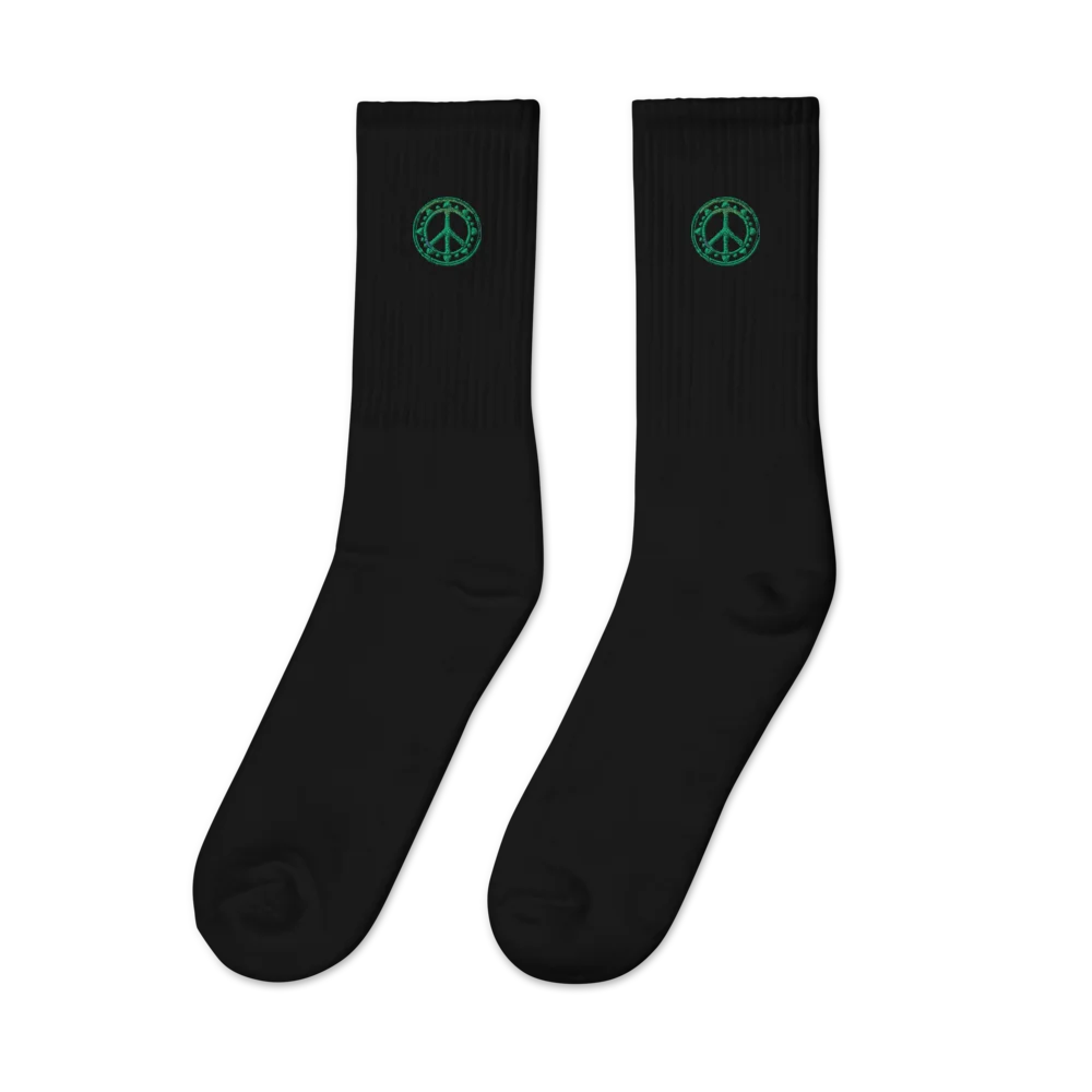 Sunburst Peace Symbol Embroidered Socks product image (4)