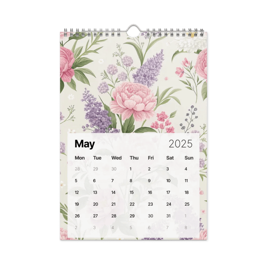 SEAMLESS FLORAL PATTERN WALL CALENDAR 2025 product image (10)