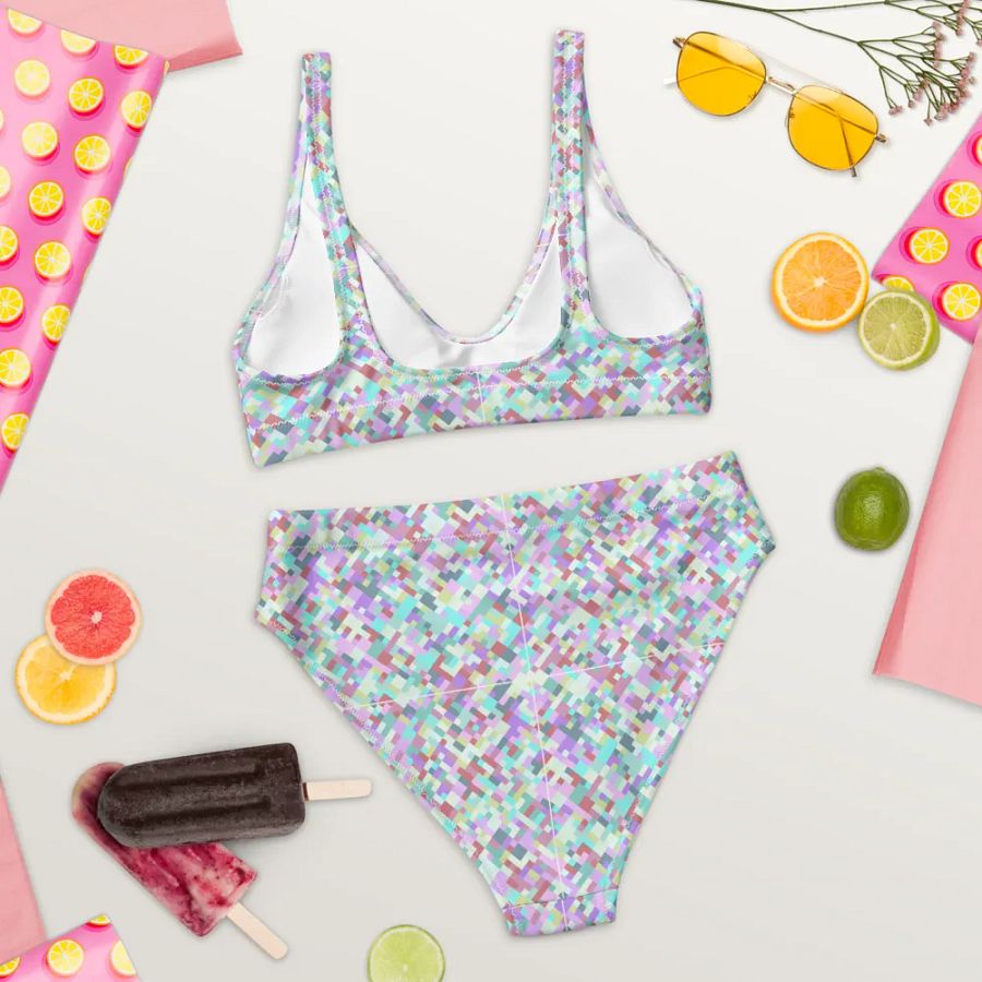 Colorful Mosaic Pattern Design High Waisted Bikini - v6 product image (8)