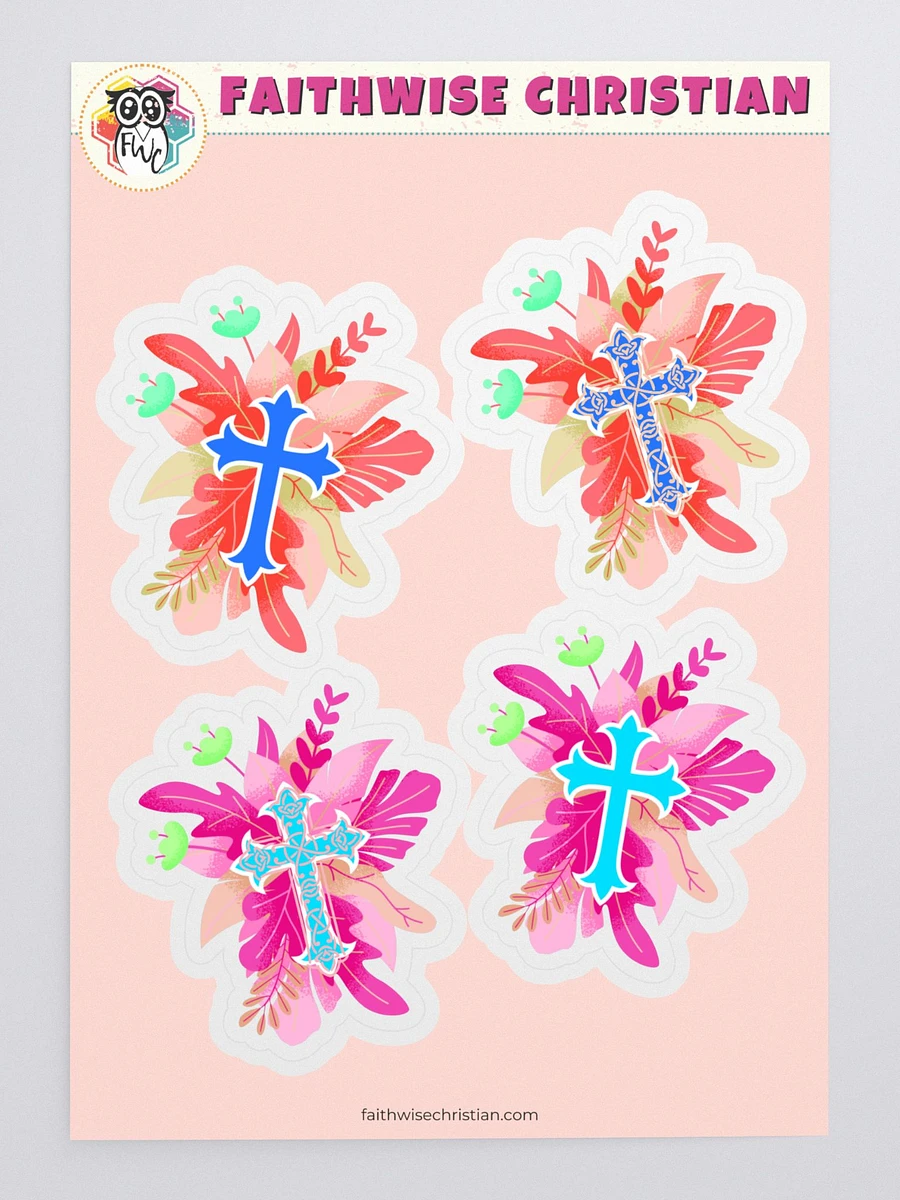 Coral Floral Crosses Sticker Sheet product image (3)