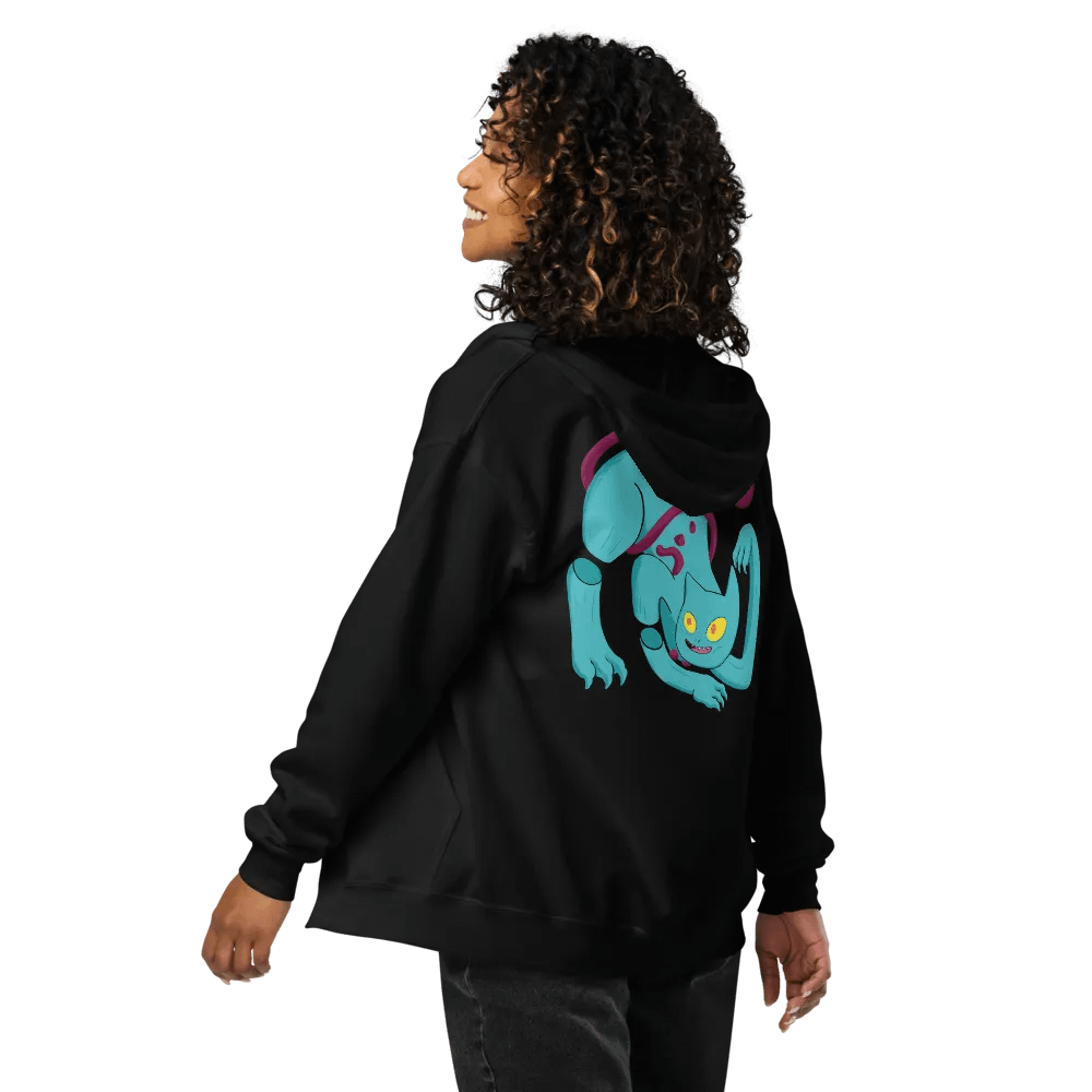 Demon Cat With Text on the Front Classic Zip Hoodie Multicolor product image (10)