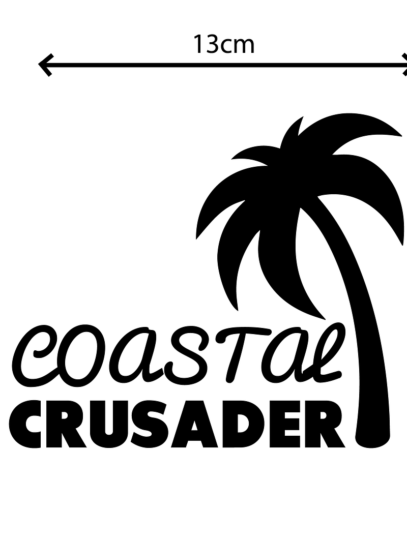 Coastal Crusader 13cm x 11cm Decal - Black