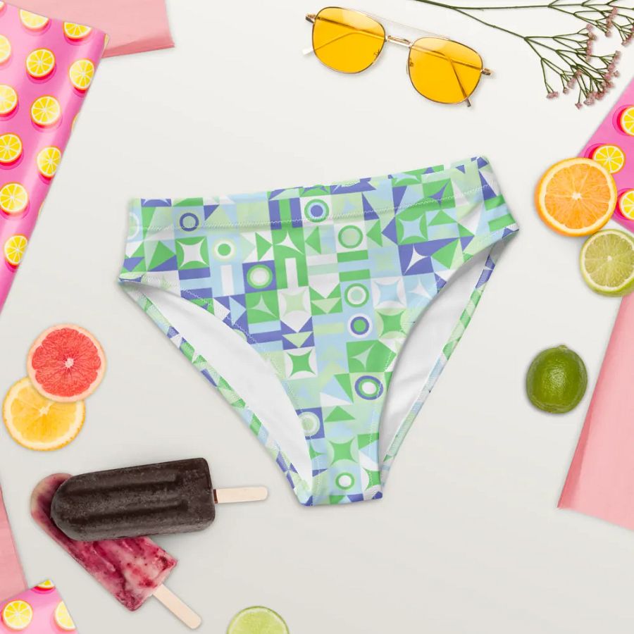 Colorful vector Pattern Design High Waisted Bikini Bottom - v13 product image (8)