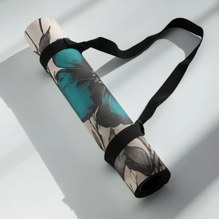 Vintage Teal Blossom Yoga Mat product image (6)