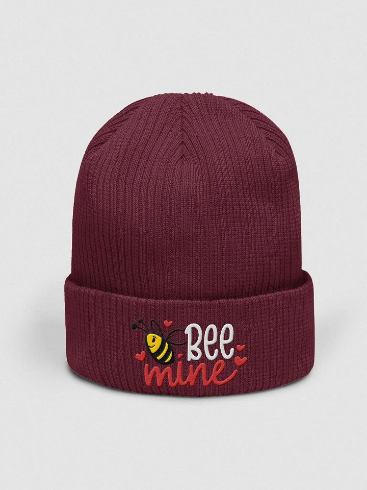 Bee Mine Embroidered Organic Cotton Ribbed Beanie product image (1)