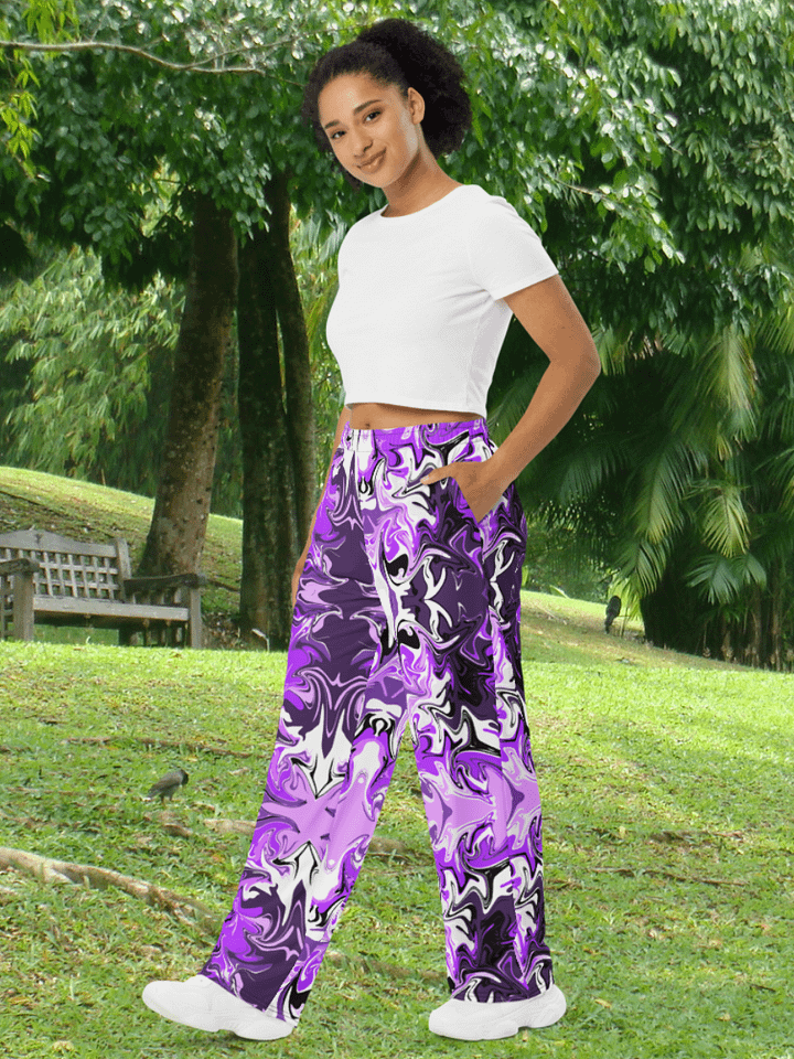 Purple Swirl Unisex Wide Leg Bottoms product image (1)