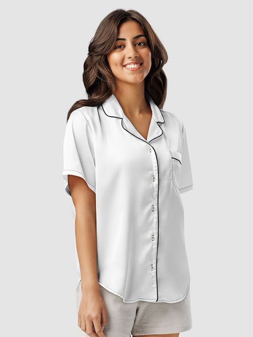 Photo showing All-Over Print Women's Short Sleeve Pajama Top
