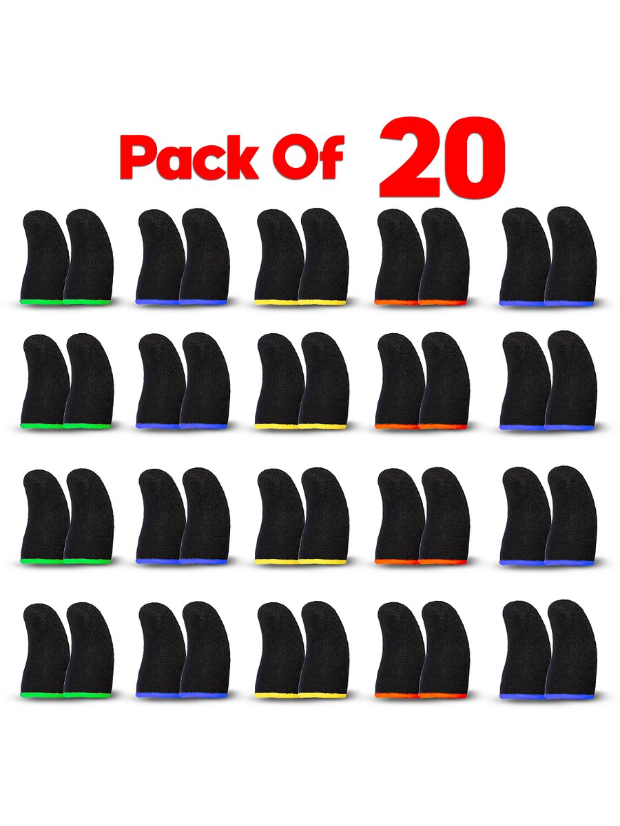 Finger Sleeves for Mobile Gaming ,PUBG, Free Fire Anti-Slip ( 4 CM Black ) Pack of 20 product image (1)