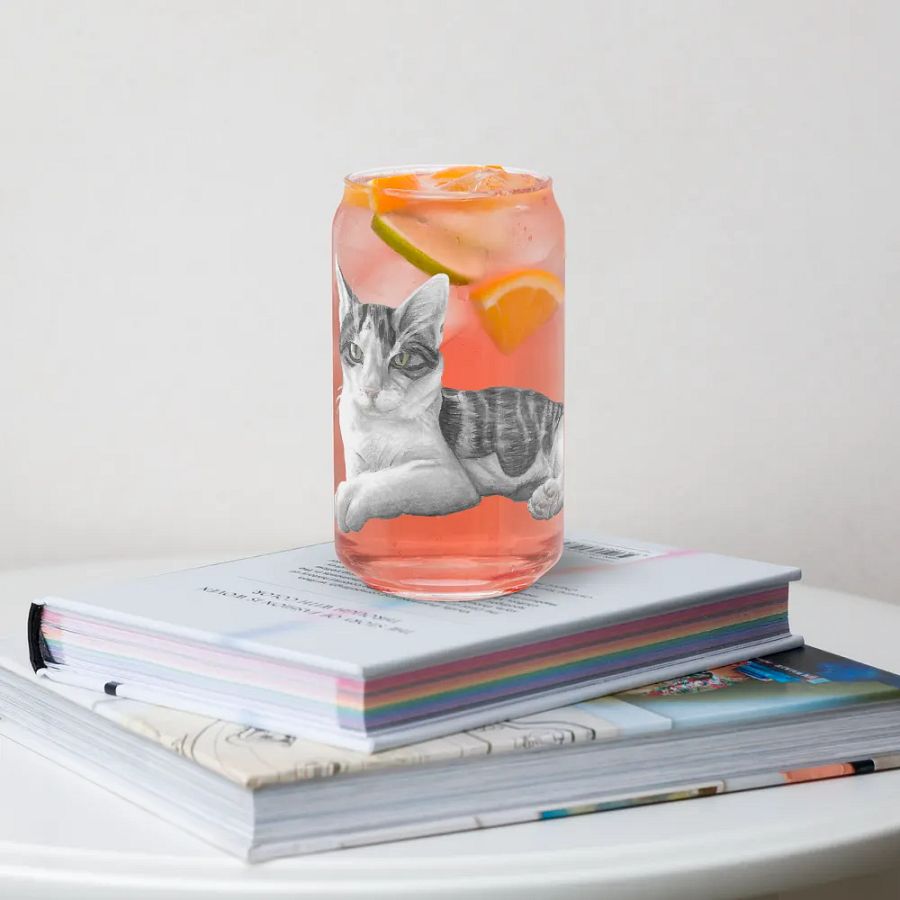 Cat Drawing Glass Can Cup product image (34)
