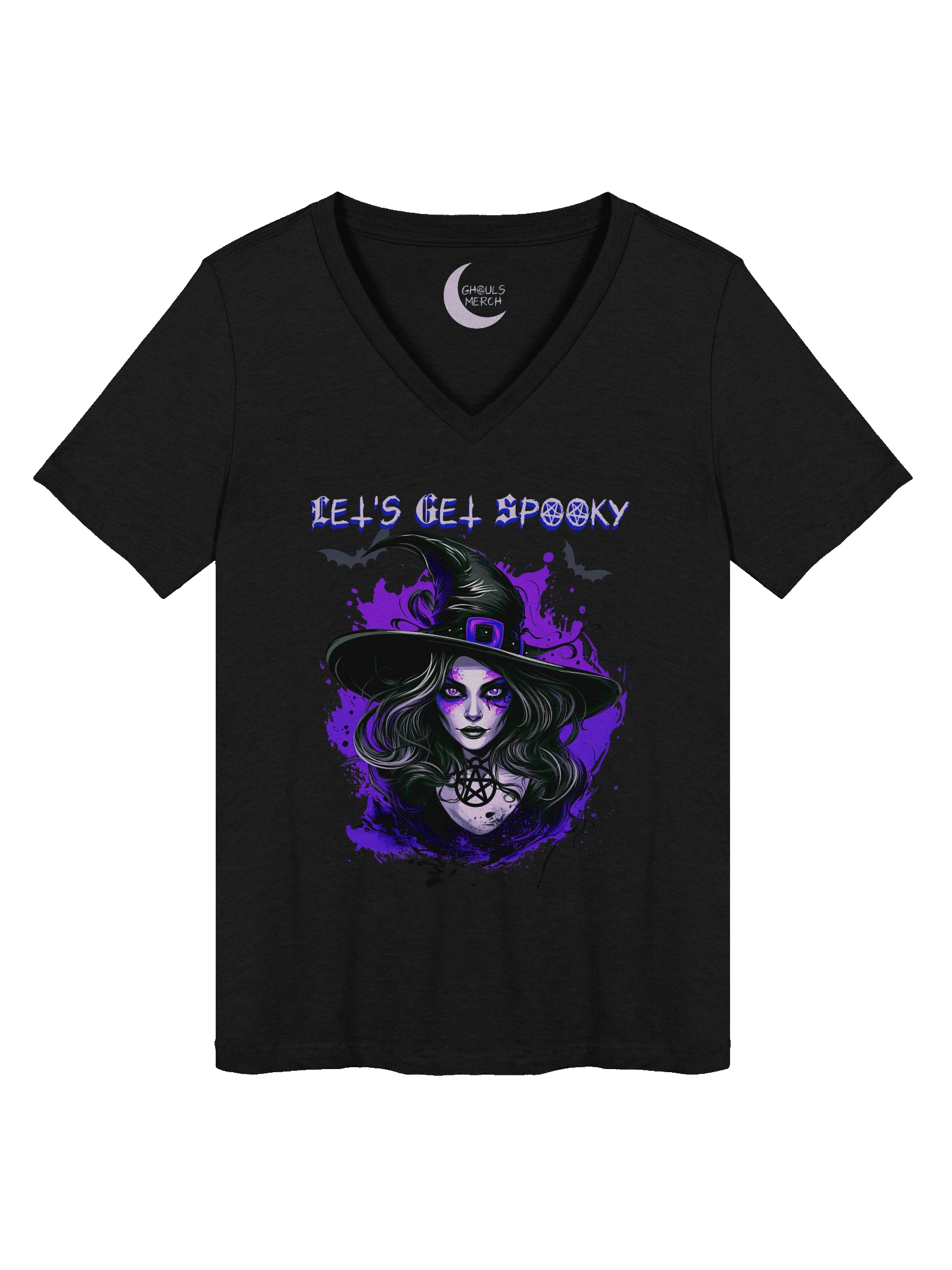 let's get spooky women's relaxed v-neck t-shirt product image (1)