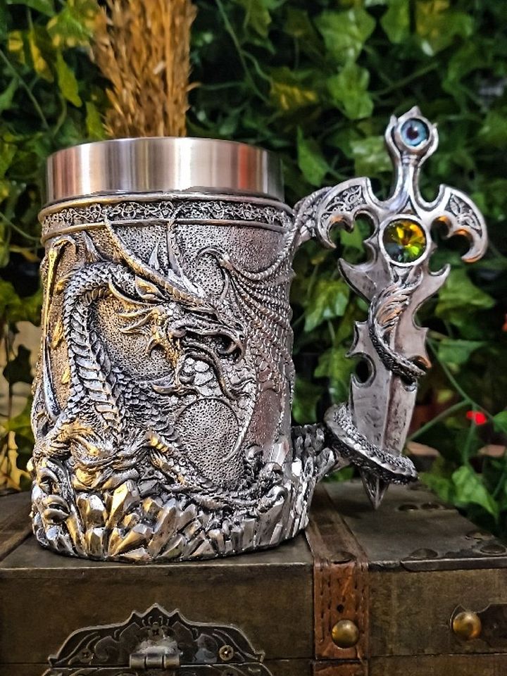 The Armored Kingdom Silver Sentinel Dragon Mug product image (1)