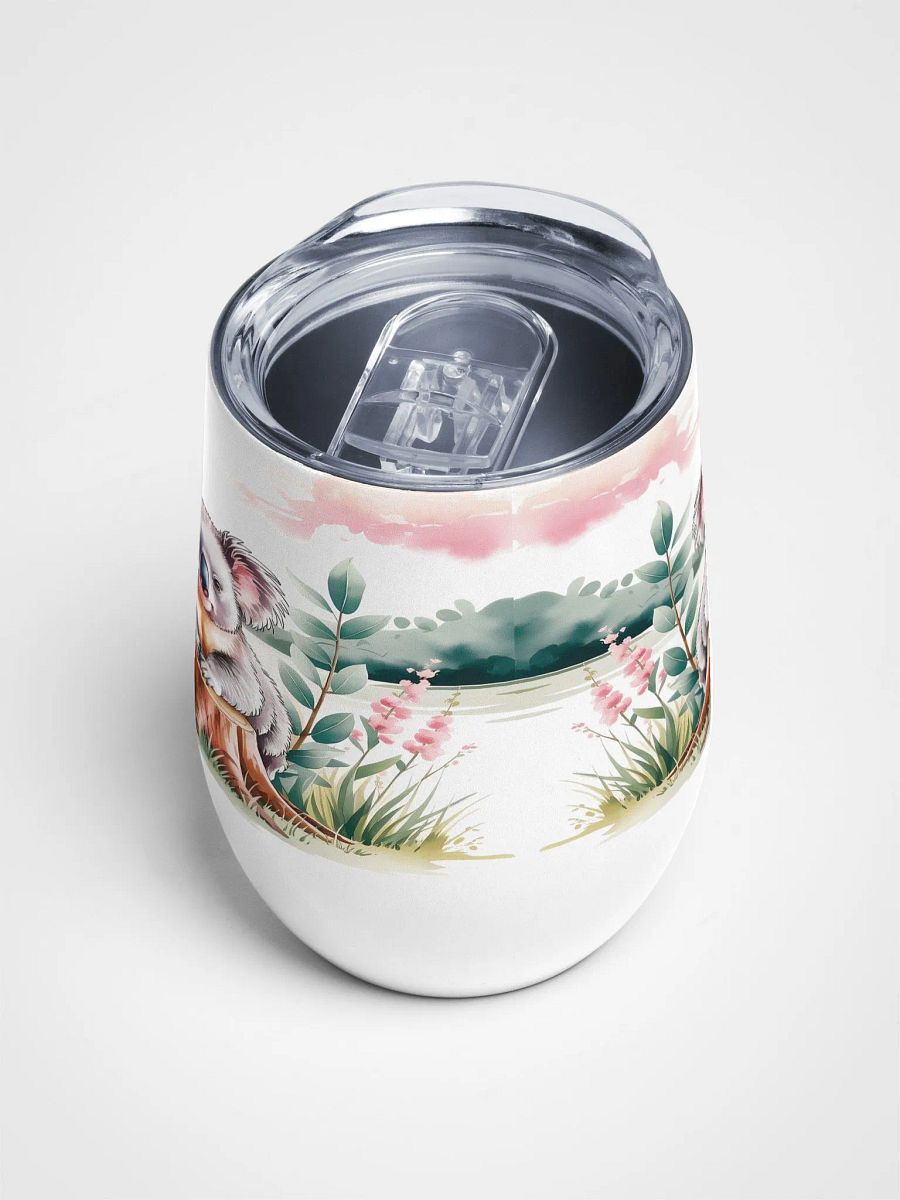 Gentle Koala in Eucalyptus 12 Oz Wine Tumbler – Serene Koala & Wildflower Watercolor Design product image (4)