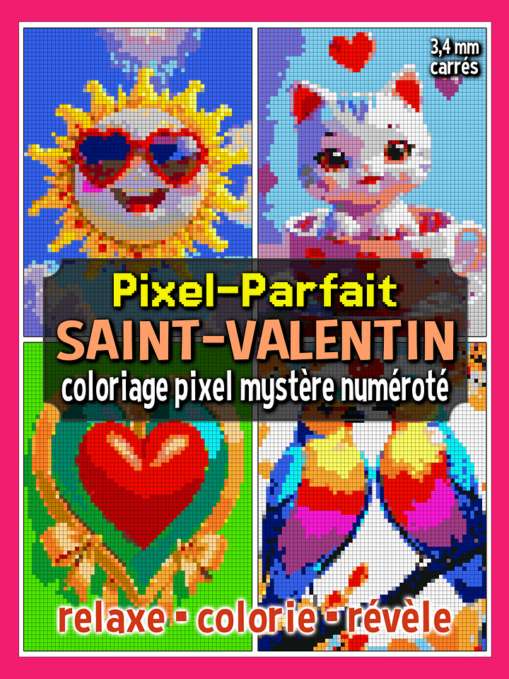 Pixel-Parfait : Saint-Valentin - Coloriage pixel mystère numéroté | Livre à imprimer product image (1)