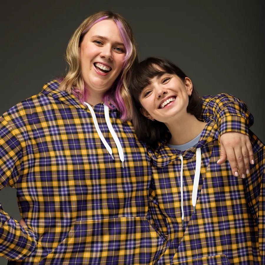 Purple and Yellow Gold Sporty Plaid Hoodie product image (3)