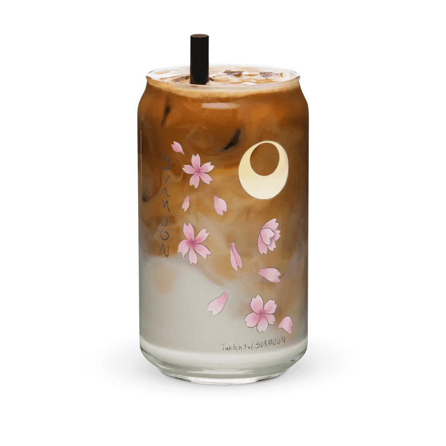 Sakura Moon 16 oz Glass with or without lid/straw product image (1)