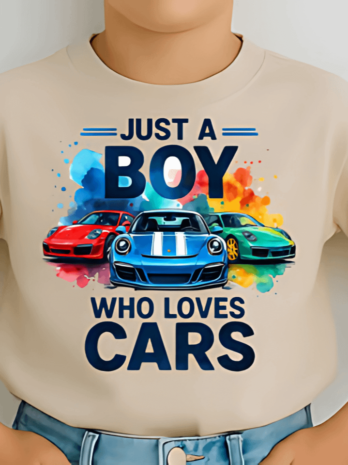 Just a Boy Who Loves Cars Sublimation PNG – Colorful Cartoon Vehicle T-Shirt Design for Kids – Fun Art for Little Car Lovers – 300 DPI Instant Digital Download product image (1)