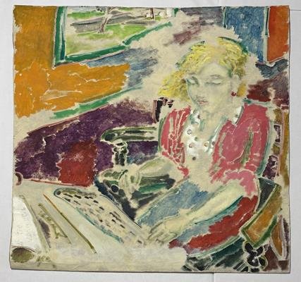 Woman Typing (1987) (51" x 48") Rolled Canvas Original product image (1)