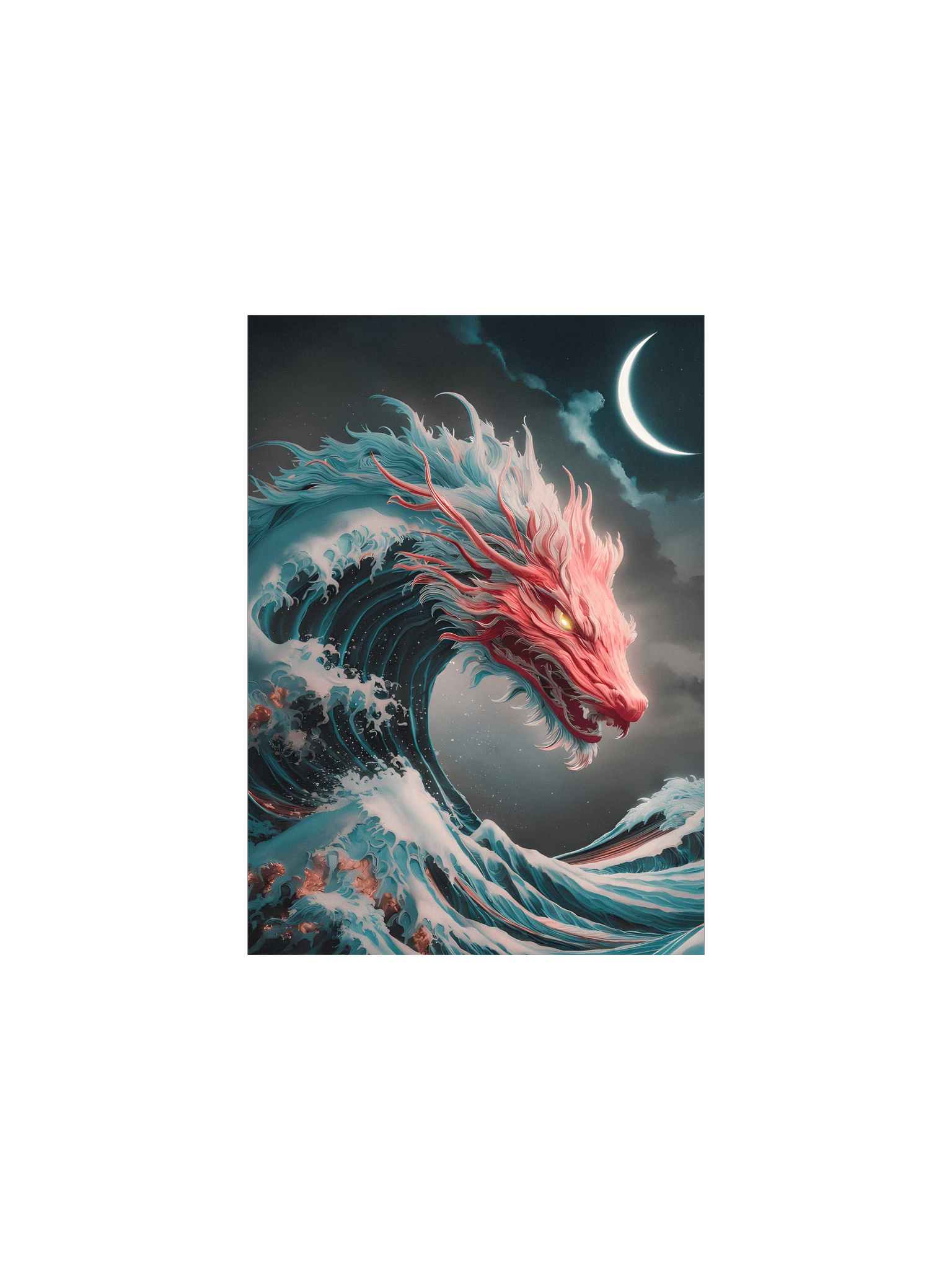 Celestial Sea Dragon Poster – Lunar Wave Guardian Wall Art product image (1)