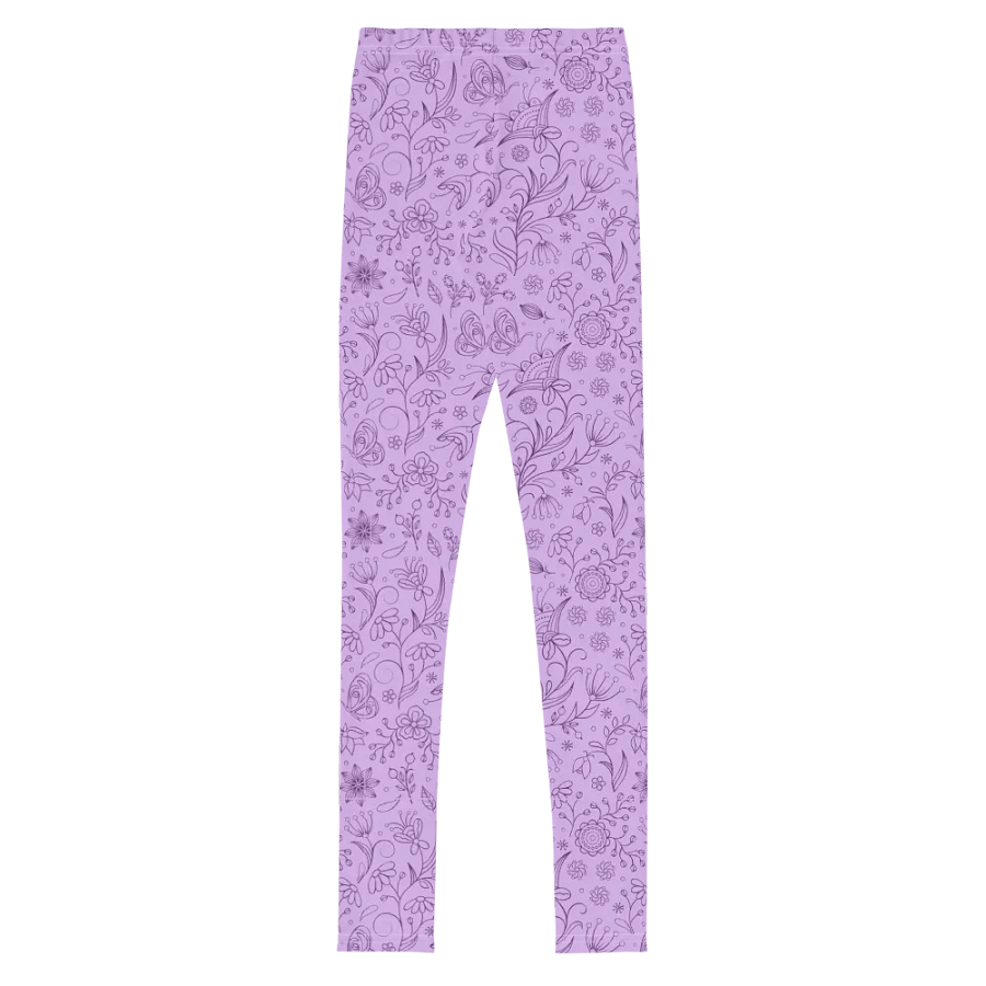 Light Purple Lilac Floral Youth Leggings product image (8)