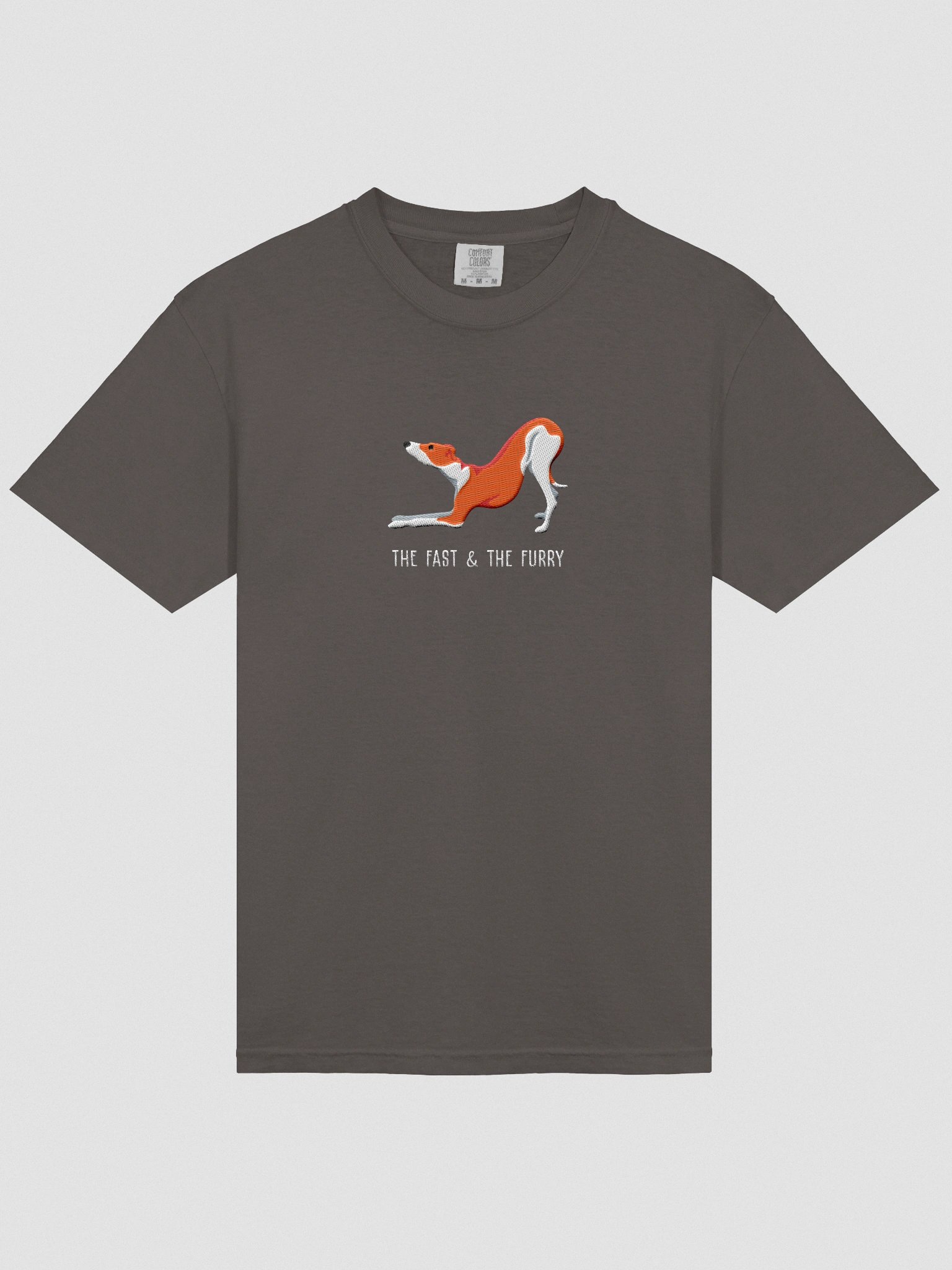 The Fast & The Furry T-Shirt(Embroidered) of an Italian Greyhound(Red & White) product image (6)