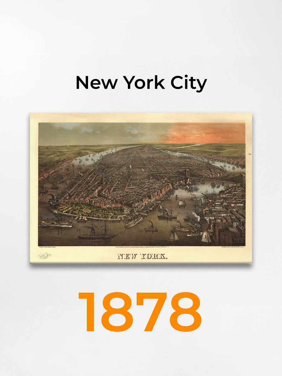 New York City 1878 Canvas Print – Hand-Drawn Historic City Map product image (5)