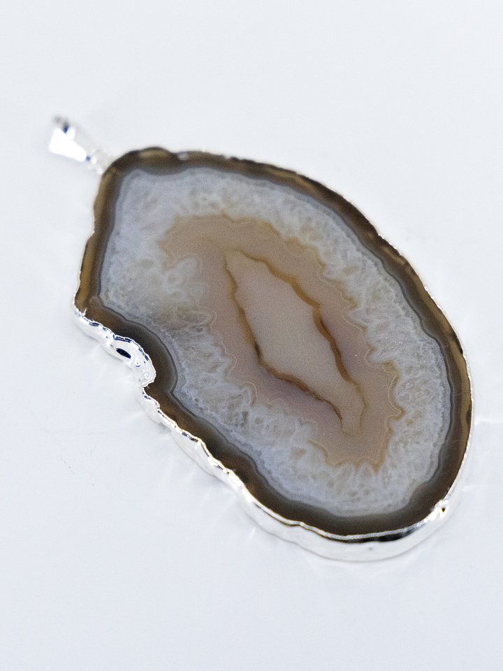Silver Agate Sliced Geode Necklace product image (1)